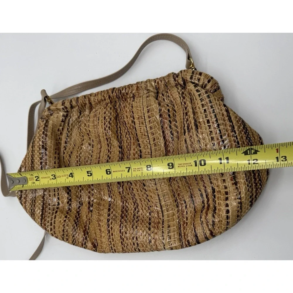 Vintage J Renee Snake Print Shoulder Bag Brown Tan Faux Snakeskin Purse